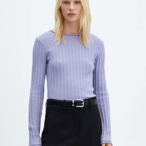 NWT Mango Lilac Cable Women's Sweater